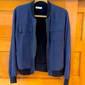 Equipment blue silk bomber jacket size S